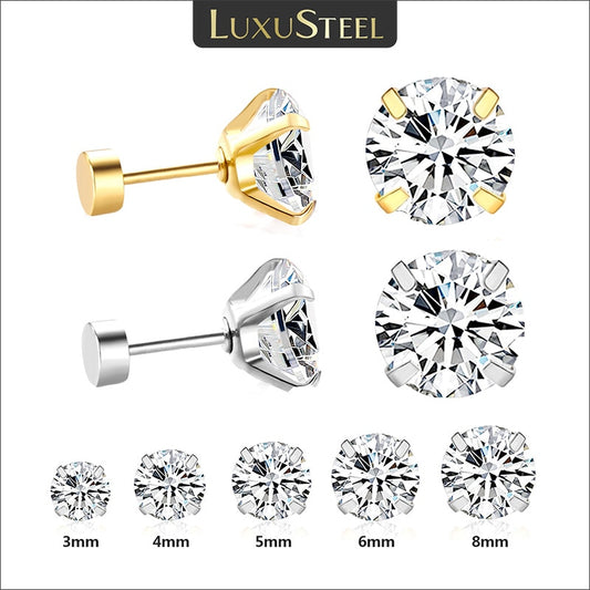 Luxusteel Boucles d’oreilles en cristal d’acier inoxydable | Goujon en acier inoxydable