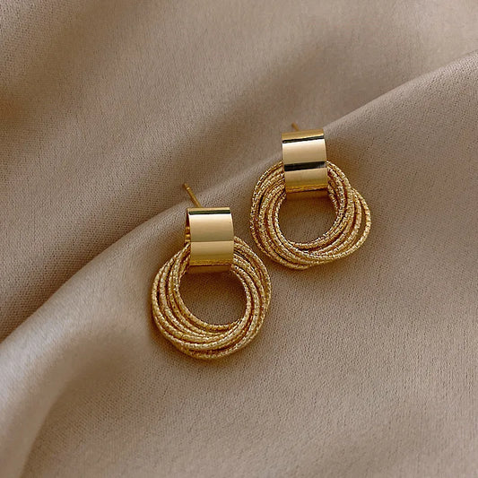 Rétro métal couleur or plusieurs petits cercles boucles d’oreilles pour femmes bijoux coréens mode fête de mariage boucles d’oreilles bijoux cadeau